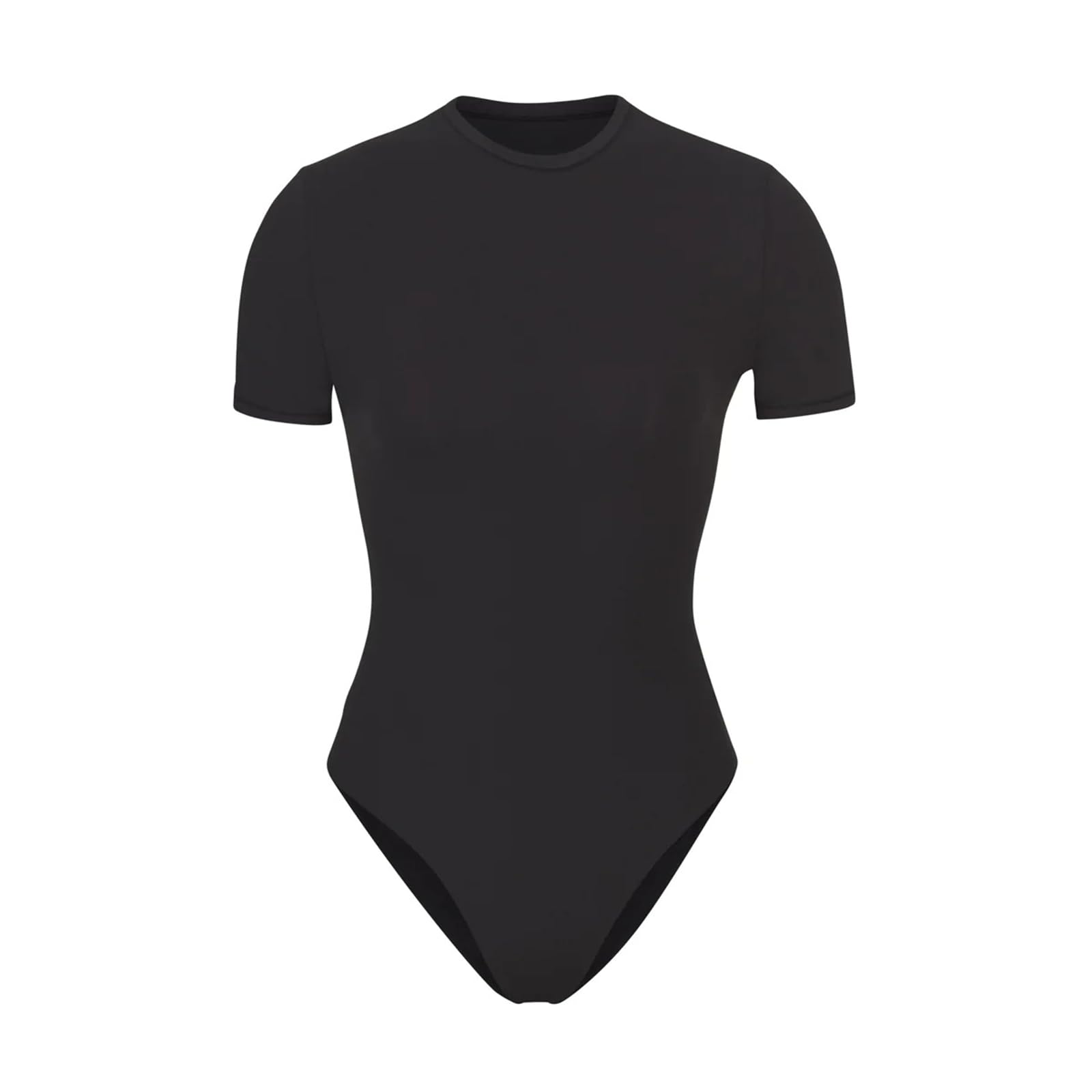 ISCBAFYX Body Moulant pour Femmes, Manches Longues/Courtes, Haut Justaucorps Extensible, String, col Rond, Couleur Unie, Combinaison Amincissante
