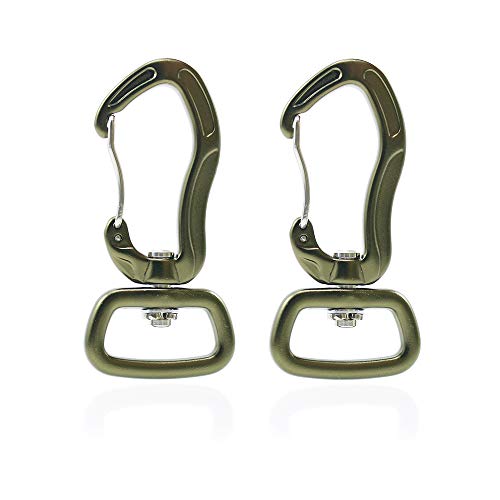 PSKOOK Anti-nu009cuds pivotant Crochet Mousqueton en Aluminium d'aviation avec Twist Lock, Vert Militaire, Lot de 2