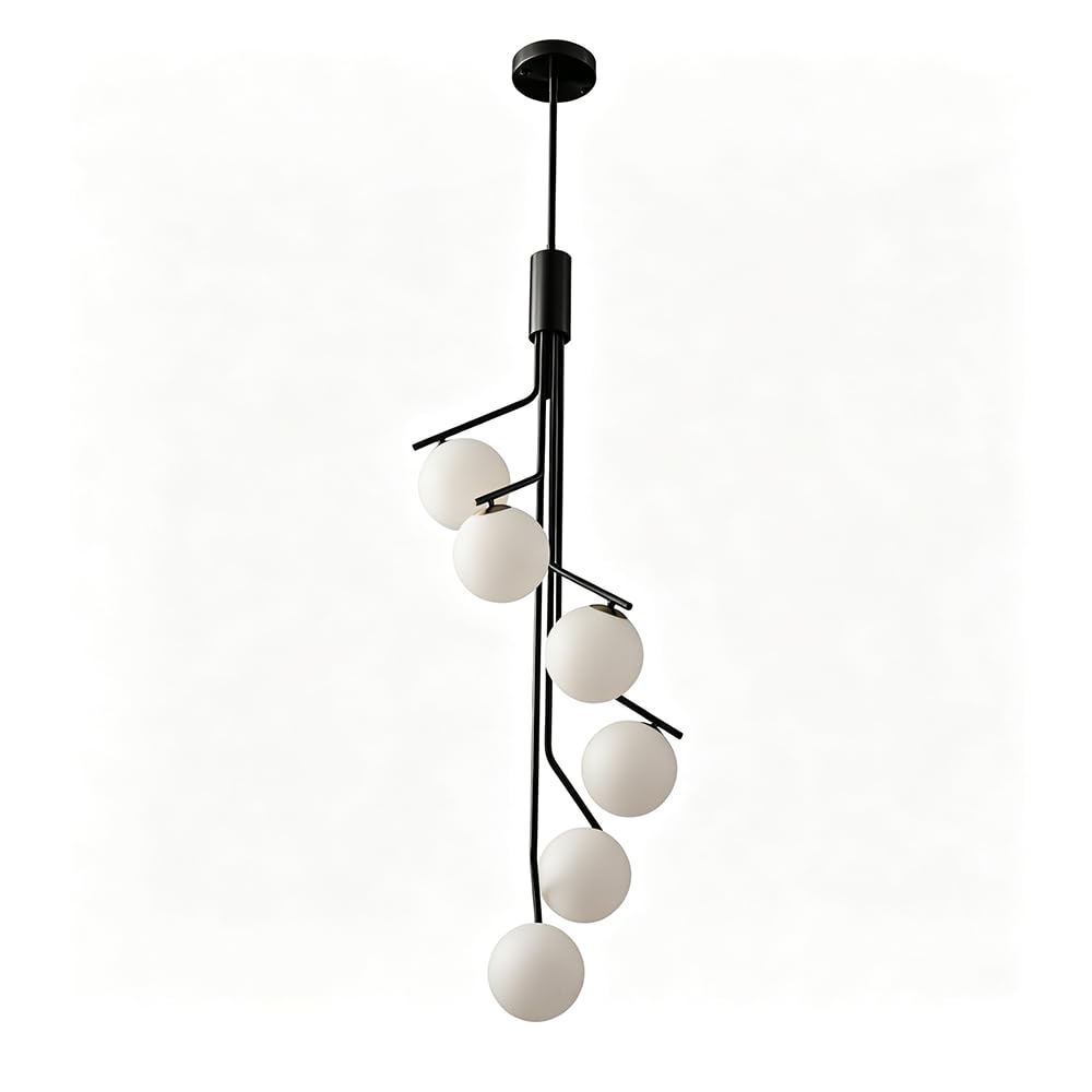 RSZCSMO American Luxury LED Staircase Wrought Iron Chandelier Nordic Apartment Duplex Attic Multi-Head Glass Chandelier is Suitable for Villa Hotel,Lighting Fixture
