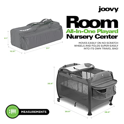 Image of Joovy Room-Playard, Nursery Center, Bassinet, Changing-Table, Charcoal