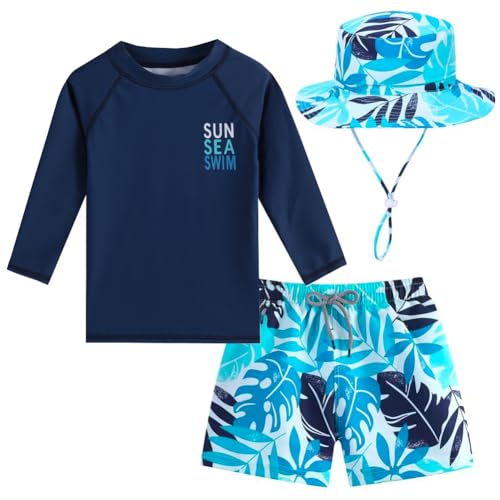 La mejor selección de Bermudas y bañadores para Bebé , listamos los 10 mejores. 44 Traje de baño para bebés y niños, 3 piezas, traje de baño de manga larga, traje de baño y sombrero de sol, Azul marino Tropical, 6-9 meses