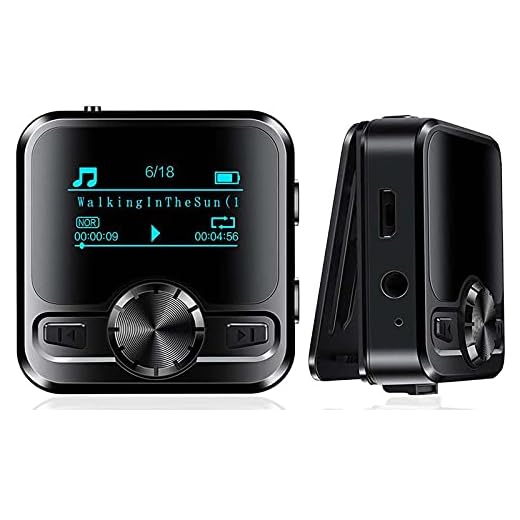 Bluetooth MP3 Player with Clip 16GB Portable Music Player for Walking Running with Earphones Support FM Radio Voice Recorder E-Book