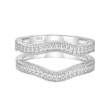 Blongme Curved Wedding Bands for Woman 925 Sterling Silver Ring Enhancer Guard for Engagement Weddin