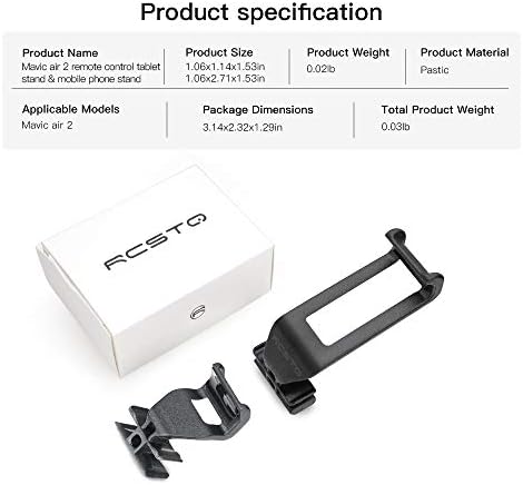 RCstyle Tablet Clip Mount Holder Extender Kit Compatible with DJI Mavic Air 2, Mavic Mini 2 Drone Controllers Removeable Extended Bracket Accessory