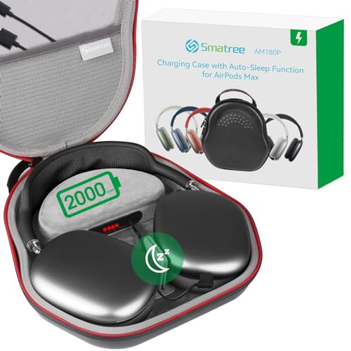 Smatree Airpods Max Charging Case only for Airpods Max 2020 Released, Lightning Port, 2000 mAh Battery Charging Bag with Sleep Mode, Travel Bag Case with Auto Sleep(NOT Type-C! NOT fit 2024 Released)