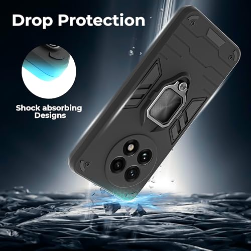 Image of A rtistque Armor Bumper Back Case Cover for OnePlus 13R 5G | Stylish Ring Holder & Inbuilt Stand | Shockproof TPU Protective Design | 360 Degree | OnePlus 13R Back Cover - Black