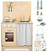 mamabrum giochi cucina per bambini cucina in legno con grembiule, accessori e illuminazione a LED, cucina per bambini in legno con luce, cucina giocattolo in legno - giocattolo da cucina a LED