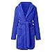 Sdwingk Short Plush Robe for Women with Pockets Mid Length Bathrobe Fuzzy Fleece Robes Cozy Soft Nightgown Winter Sleepwear