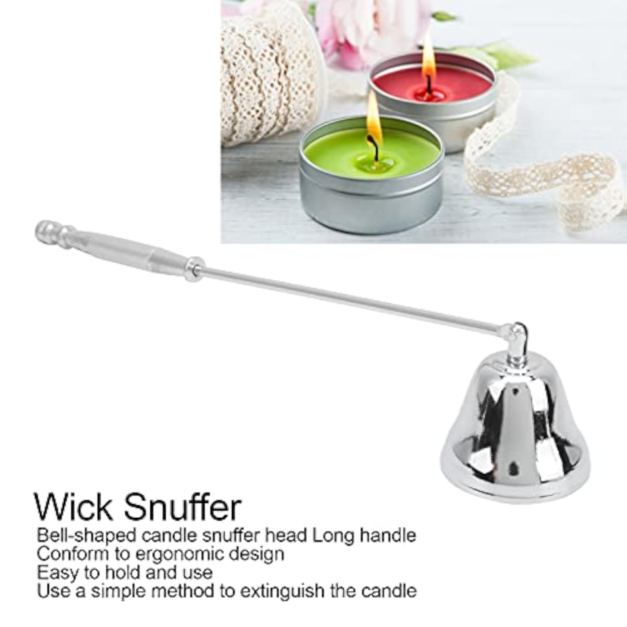 Bell-Shaped Candle Snuffer, Silver
