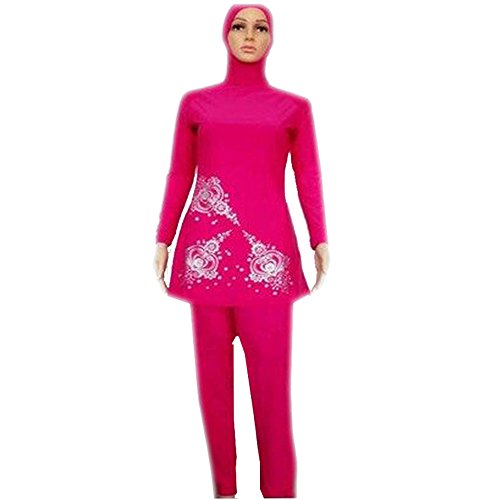 ZS Traje de baño modesto de longitud completa, traje de baño musulmán, hiyab, modesto, traje de baño de longitud completa, traje de baño musulmán hiyab, Rojo, S