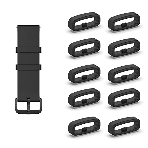 Bdsidy correa de reloj, 18mm/20mm/22mm anillos de silicona para reloj, 10 piezas de correa de reloj de repuesto para reloj deportivo inteligente, correa compatible con reloj universal (18mm, Negro)