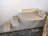 Le kit comprend : étagère à nourriture - 1 pièce. Longueur : 54 cm - Largeur : 30 cm - Marche plate - 2 pièces. Longueur : 26,5 cm - Largeur : 12 cm - 2 bols de 200 ml - Éléments de fixation pour le montage et l'installation - Instructions (français non garanti)