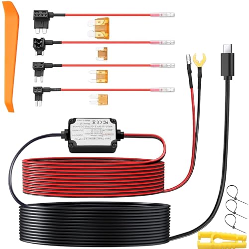 Supporta Sorveglianza 24-Ora: Il Kit Include 4 Tipi di Fusibili: Mini, ACS, ATO, Micro2. Collegando il Cavo Rigido della Dash Cam alla Batteria dell'Auto, è Possibile Alimentare Ininterrottamente la Dash Camera per 24 Ore, Mantenendo l'Alimentazione Anche a Motore Spento. In Alternativa, Collegata alla Scatola dei Fusibili ACC, la Dash Cam Può Spegnersi/Accendersi Automaticamente con il Parcheggio/Avvio dell'Auto.