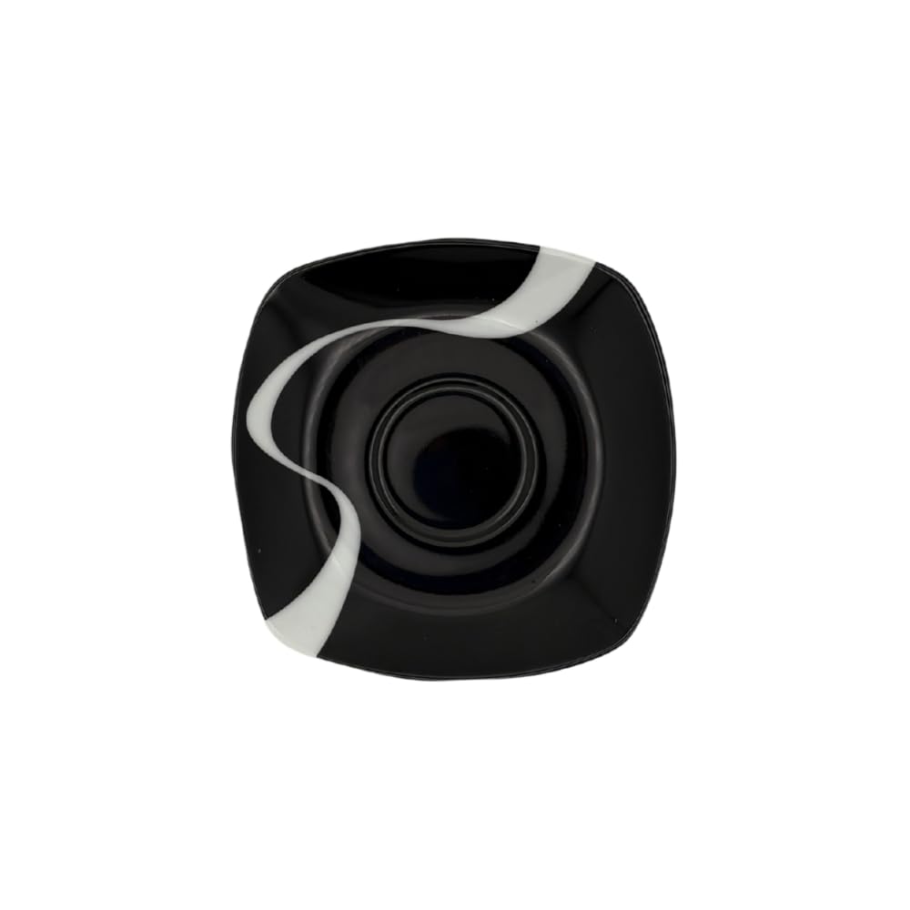 Kyo Nero – Set 12 Pezzi: 6 Tazzine da caffè in Porcellana Lucida con 6 Piattini Ø12 cm, Design Moderno Bianco e Nero, Lavastoviglie e Microonde, Coordinato con Servizio Piatti e Bicchieri