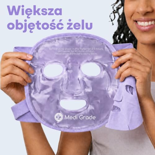 Medi Grade Żelowa Maska na Twarz i Oczy Zestaw Chłodzących Masek, Fioletowy