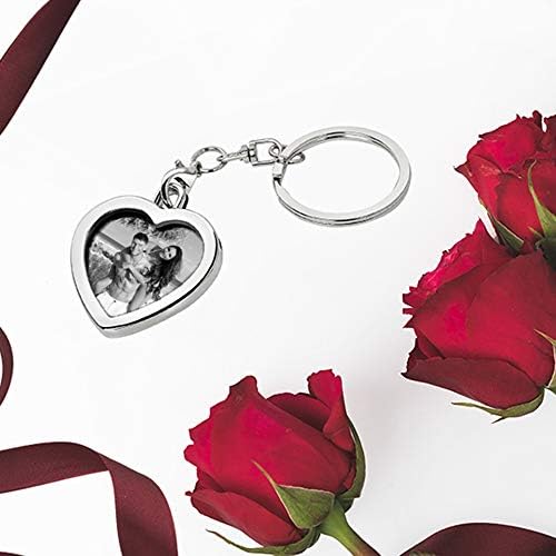 TRIXES Silver Heart Photo Frame Key Chain, Photo Keyring, Split Ring Personalised Gift for Him or Her, Valentine's Day, Mother's Day, Christmas, Custom Gift