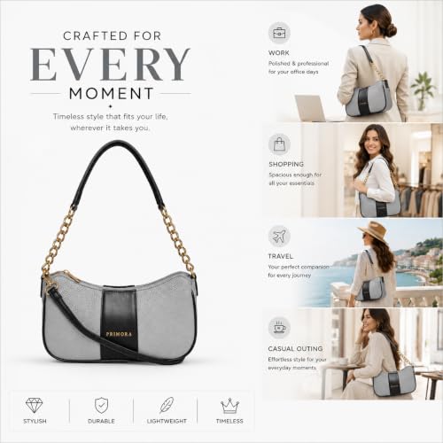 Image of Colorblocked Shoulder Bag for Women with Adjustable & Detachable Sling Strap | Stylish Crossbody & Shoulder Purse | Lightweight Daily Use Handbag for Office, Travel & Casual
