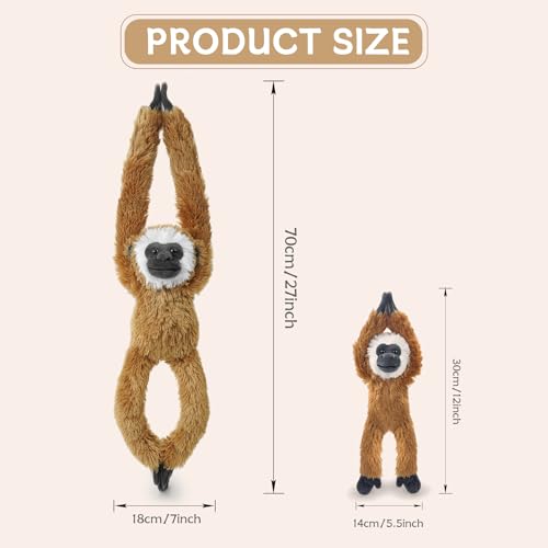Hideekoog 2pcs Monkey Hanging Stuffed Animal Mother with Baby Hangs Plush Toys, Hooks and Stuffed Animals with Rings for Kids, Gifts for Boys and Girls (Brown by Hideekoog - Used condition - Image 2
