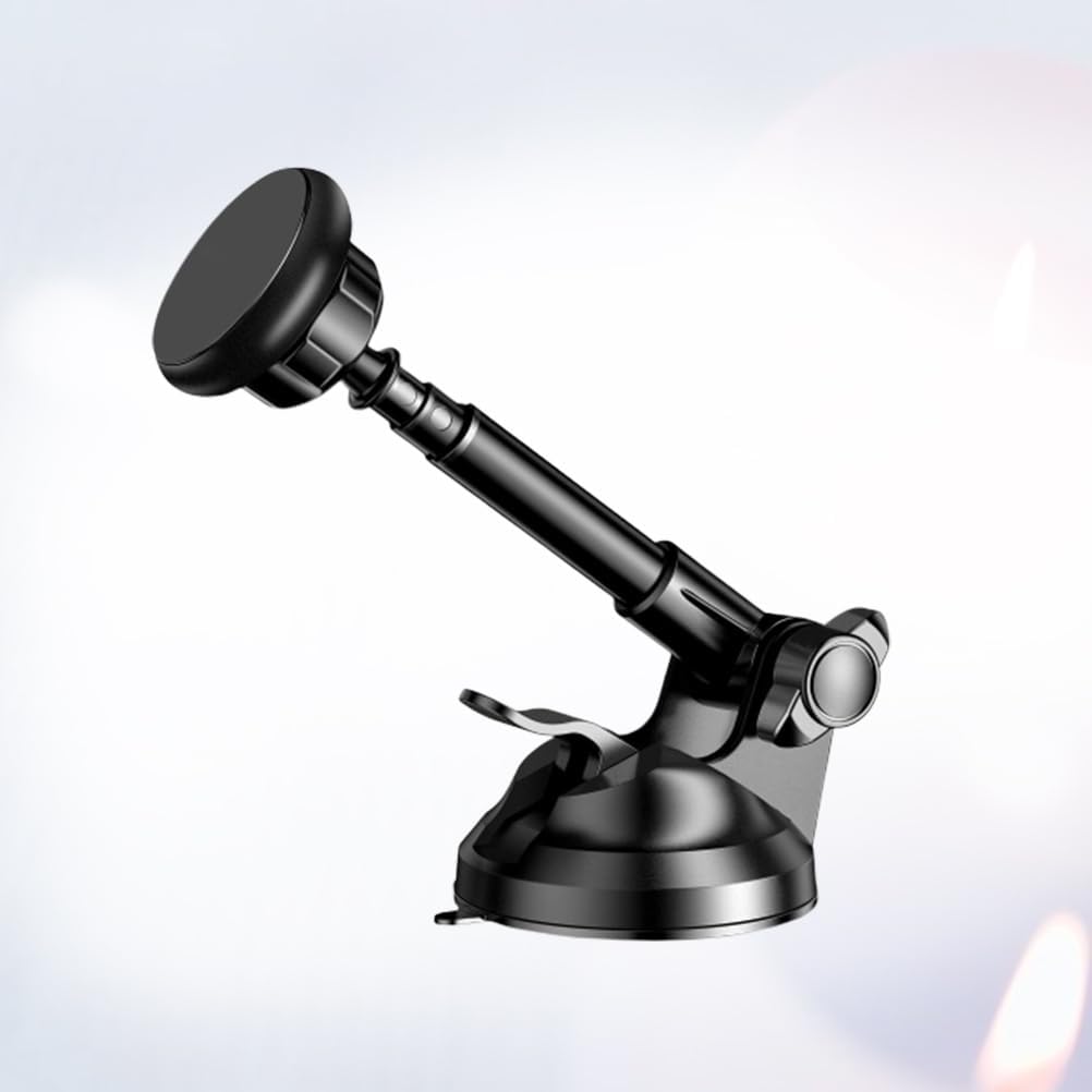 Magnetic Car Phone Holder with Telescopic Suction Cup Adjustable Stand for Windshield Dashboard Universal Mobile Phone Mount Black