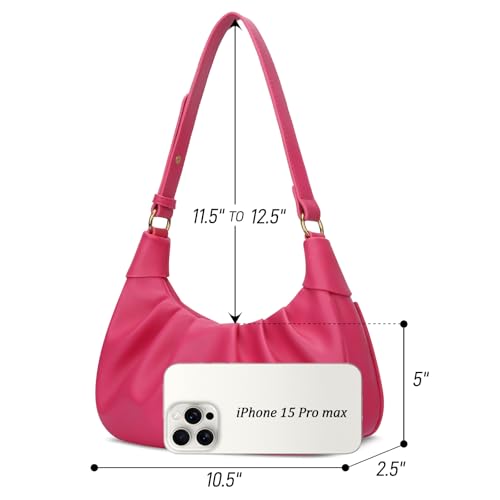 Image of KKXIU Shoulder Bag Crescent Handbag Ruched Purse Underarm Bag Mini Hobo for Women