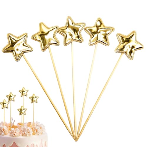 Inserto De Pastel De Cumpleaños - Star Birthday Cake Topper | 5x Decoraciones De Topper De Pastel De Alimentos, Decoración De Pentagrama De Cupcak