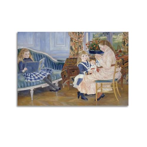 Toile Children at Wargemont par Renoir - Impression d'art haut de gamme de 50,8x76,2 cm