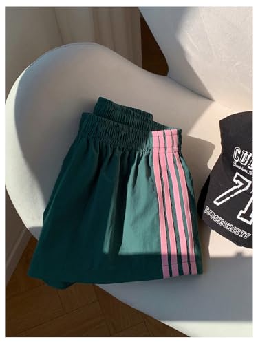 MakeMeChic Women's Y2k Striped Shorts Basketball Shorts Wide Leg Track Lounge Sweat Shorts3