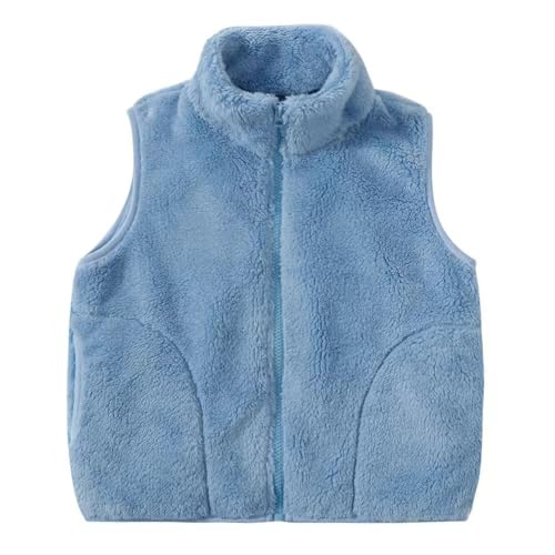 Image of Girls Boys Zippered Vest Warm Soft Fleece Outerwear Jacket with Pockets 3-12 Years