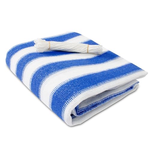 casa pura Brise Vue Balcon - Pare Vue Balcon | Brise Vue Occultant | Cache Balcon Résistant Aux Intempéries | avec Oeillets et Cordons | Bleu/Blanc - 90x500 cm