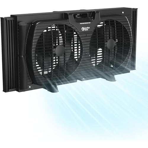 COMFORT ZONE Reversible Twin Window Fan with 3-Speeds & Expandable Width