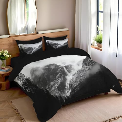 Housse de couette 140x200cm nuages et montagnes en microfibre 3D