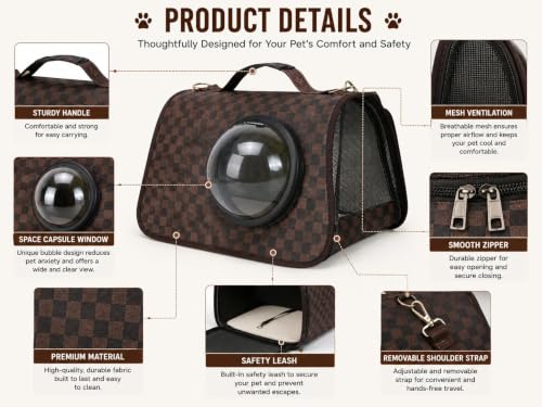 Image of Large Cat Backpack Carrier Expandable Pet Carrier Backpack for Small Medium Cats Fit Up to 18 Lbs, Foldable Puppy Backpack Carrier for Travel, Hiking, Window, Brown