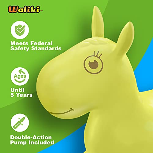 WALIKI Yellow Bouncy Horse for Kids | Inflatable Hopping Horse Ride-On Toy with Pump | Fun Gift for Boys Ages 1, 2, and 3 | Balance & Coordination Hopper Toy for Indoor/Outdoor Play - Image 3