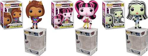 Funko Pop Monster High + Protector: Pop! Figura de vinilo retro (juego de regalo incluido con estuche protector de caja ToyBop) (juego de 3)