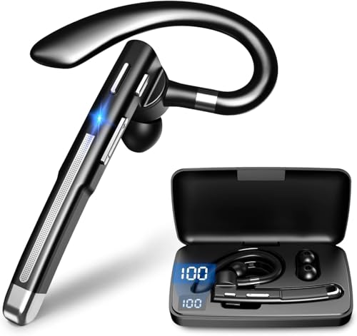 Bluetooth Headset V5.3,100 Hrs Talk Time Single-Ear Earphone, CVC8.0 Noise...