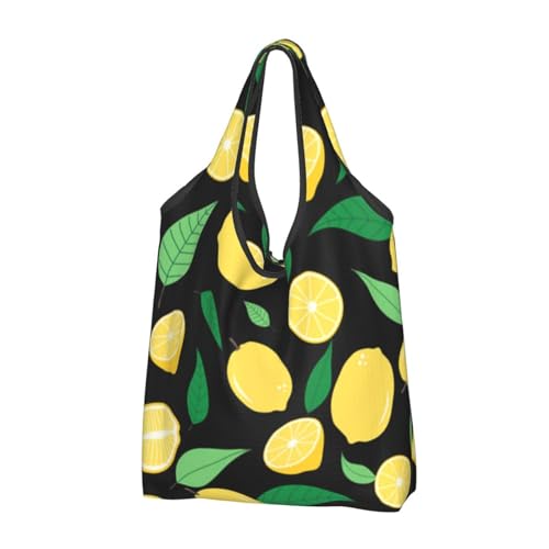 Lot de 3 sacs à provisions pliables réutilisables grand format imprimé citrons