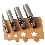 4 pcs Set Plum Flower Shapes Style Hollow Punch Cutter Set for Handmade DIY Leather Craft Leather Belt, Watch Band and Leather Strap Gasket 4/6/8/10mm