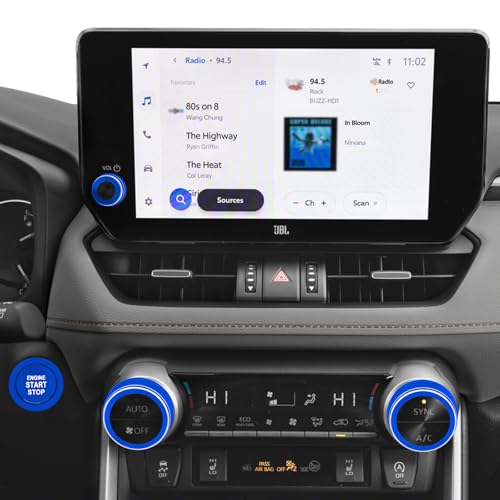 Image of for Toyota RAV4 /RAV4 Hybrid 2023 2024 2025 air Conditioning knob Cover, Start Button Cover Decorative Ring, Volume, Aluminum Alloy Decoration (RAV4, Blue)