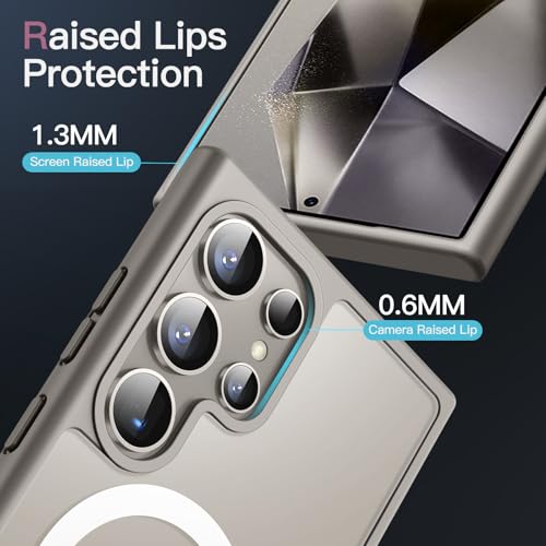 Image of JETech Magnetic Cover Case for Samsung Galaxy S24 Ultra 5G, Compatible with MagSafe, Translucent Matte Back Shockproof Phone Cover (Titanium Grey)