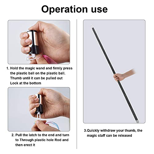 4 Pack Magic Pocket Staff Collapsible Appearing Cane, 35.4in Magic Pocket Bo Staff Magician Stage, Portable Pocket Arts Staff Magic Tricks Accessories for Kids (Black, Red, Silver, Yellow) - Thumbnail 4