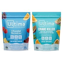 مجموعة مشروبات مسحوق الإلكتروليت Ultima Replenisher خالية من السكر، Crave Killer 20 عبوة لاصقة، 14 عبوة لاصقة 6 إلكتروليتات ومعادن صديقة لنظام الكيتو الغذائي، نباتية، غير معدلة وراثيًا
