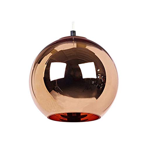Suspension boule en verre rouge cuivre pour illuminer votre salle à manger
