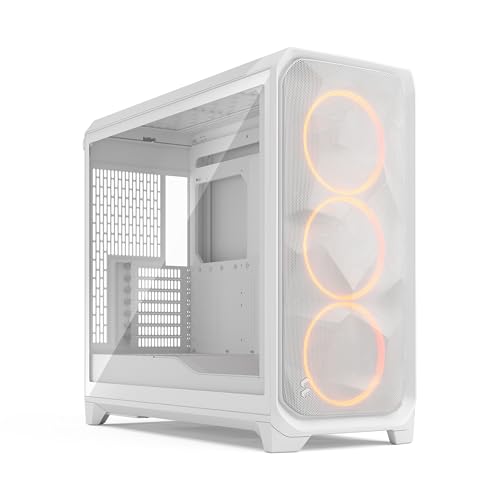 Fractal Design Meshify 3 XL White Tempered Glass Clear Tint – High Airflow PC Gaming Case – Mesh Front Panel – Three ARGB Momentum 14 Gen 2 Fans Included – Spacious Interior – GPU up to 512mm