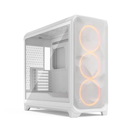 Fractal Design Meshify 3 XL White Tempered Glass Clear Tint - High Airflow PC Gaming Case - Mesh Front Panel - Three ARGB Momentum 14 Gen 2 Fans Included - Spacious Interior - GPU up to 512mm