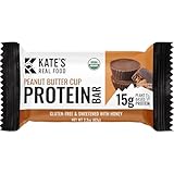 Kate’s Real Food Organic Protein Bars – (Peanut Butter Cup, 2.2 oz, Pack of 12) – Plant Based Protein Bars - Gluten Free, Soy Free, Non GMO, Whole Grains, and All Natural