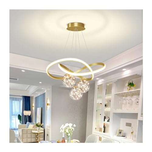 Lustre plafonnier LED moderne or luminaire design de salon et chambre 60cm