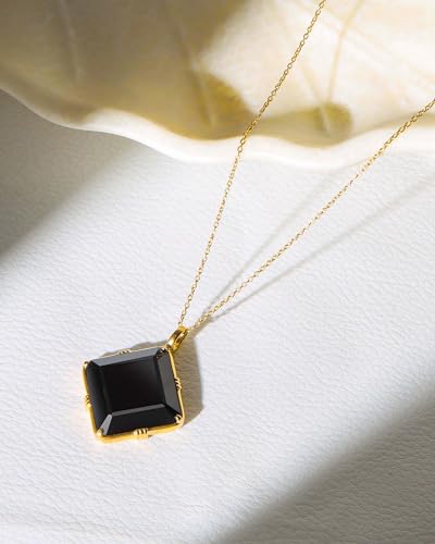 YoTreasure 14K Gold Over 925 Silver Green Onyx Black Onyx Blue Mohave Turquoise Chain Pendant Necklace Jewelry2