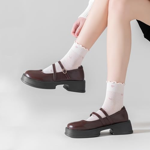 Mcool Mary Women's Ruffle Socks,Casual Ankle Mesh Breathable Thin Cool Knit Cotton Cute Crew Frilly Sock 6 Pack4