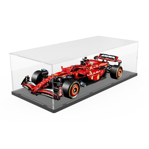 Image of Choowin Acrylic Display Case for Lego Ferrari F1 for Lego Red Bull F1 for Lego Mercedes F1 for Lego McLaren F1 Car Display Thickened Clear Display Cases for Collectibles Assemble Dustproof(Black Base)