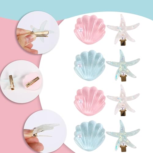 8 pinzas de cabello con concha y estrella de mar miniatura 3